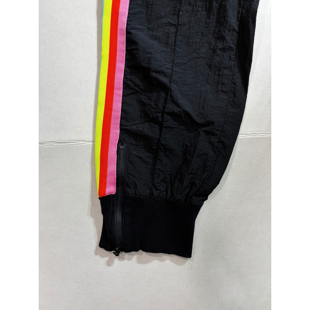 Fabletics Joggers Womens M Black Excellent Rainbow Side Stripe Nylon Track Pants - Picture 9 of 10